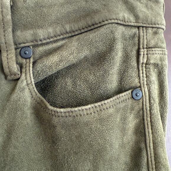 RTA | Olive Green Stretch Lambskin Suede Stretch Leather Skinny Jeans Pants | 26 - Picture 4 of 9